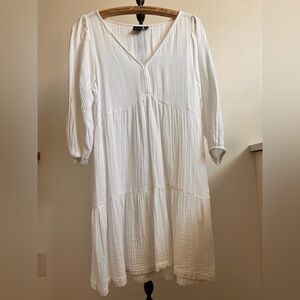 GAP White Cotton Gauze Long Sleeve Women's Dress petite Small